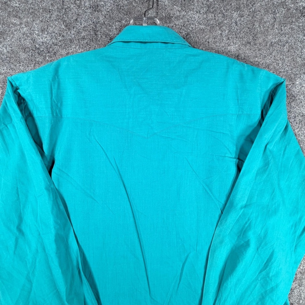 Vintage 90s Rustler Western Shirts Mens XL Tall Teal Pop Preppy Pearl Snap Roper - Picture 11 of 16